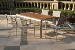 OUTFLEXX Stuhl, Silber, Edelstahl/Textilene, Padded, Armlehnen Aus FSC-Teakholz, 62x56,5x86cm -Ausgewählte Gartenmöbelgeschäfte 7 13515.jpg