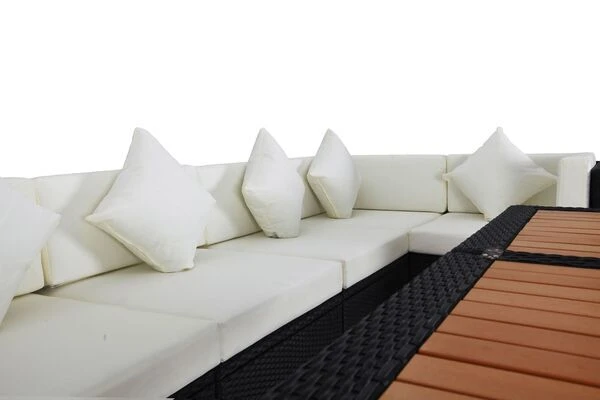 OUTFLEXX Loungemöbel-Set Polyrattan, Schwarz, Für 5 Personen, Inkl. Loungetisch, Wasserfeste Kissenbox 9 OUTFLEXX Loungemöbel-Set Polyrattan, Schwarz, Für 5 Personen, Inkl. Loungetisch, Wasserfeste Kissenbox – Bild 7