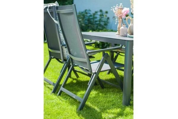 HARTMAN Xanadu / Aruba Esstischgarnitur, Xerix/anthrazit, Alu/Teakholz, 6 Multipos, 220x100cm 9 HARTMAN Xanadu / Aruba Esstischgarnitur, Xerix/anthrazit, Alu/Teakholz, 6 Multipos, 220x100cm – Bild 7