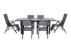 VILLANA Esstischset, Anthrazit/grau, Alu/Textilene, Ausziehtisch 160/220 X 90 Cm, 2 Relaxsessel, 4 Stapelsessel -Ausgewählte Gartenmöbelgeschäfte 7 21284.jpg