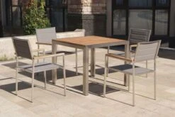 OUTFLEXX Stuhl, Taupe, Edelstahl/Textilene, Padded, Armlehnen Aus FSC-Teakholz, 62x56,5x86cm -Ausgewählte Gartenmöbelgeschäfte 8 13516.jpg