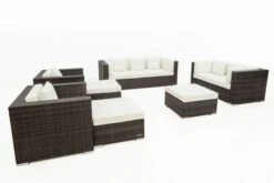 OUTFLEXX Loungemöbel-Set, Braun Marmoriert, Polyrattan, 9 Pers, Wasserfeste Kissenbox, Inkl. Beistelltisch -Ausgewählte Gartenmöbelgeschäfte 8 16062 BOX B.jpg