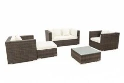 OUTFLEXX Loungemöbel-Set, Polyrattan, Braun Marmoriert, 5 Pers, Wasserfeste Kissenbox, Inkl. Beistelltisch -Ausgewählte Gartenmöbelgeschäfte 8 16066 BOX B.jpg