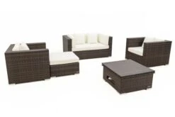 OUTFLEXX Loungemöbel-Set, Polyrattan, Braun Marmoriert, 5 Pers, Wasserfeste Kissenbox, Inkl. Loungetisch -Ausgewählte Gartenmöbelgeschäfte 8 16066 BOX D.jpg