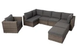 OUTFLEXX Loungegarnitur, Polyrattan/Teakholz, Tisch 160x90cm, Für 8 Personen, Wasserfeste Kissenbox -Ausgewählte Gartenmöbelgeschäfte 8 19396.jpg