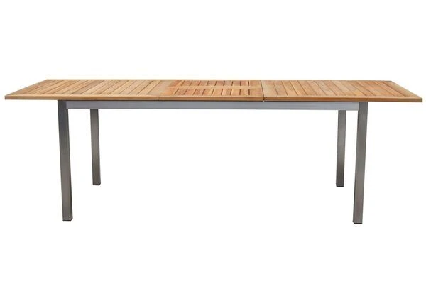 STERN Cardiff Esstischgruppe, Silber/taupe, Edelstahl/FSC-Teak, Tisch 180/240 X 100 Cm, 6 Stapelsessel 10 STERN Cardiff Esstischgruppe, Silber/taupe, Edelstahl/FSC-Teak, Tisch 180/240 X 100 Cm, 6 Stapelsessel – Bild 8