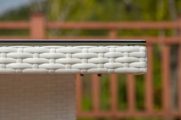 OUTFLEXX Dining Tisch, Weiß, Polyrattan, 200 X 95 Cm, Tischplatte Spraystone, 6mm 10 OUTFLEXX Dining Tisch, Weiß, Polyrattan, 200 X 95 Cm, Tischplatte Spraystone, 6mm – Bild 8