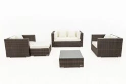 OUTFLEXX Loungemöbel-Set, Polyrattan, Braun Marmoriert, 5 Pers, Wasserfeste Kissenbox, Inkl. Beistelltisch -Ausgewählte Gartenmöbelgeschäfte 9 16066 BOX B.jpg